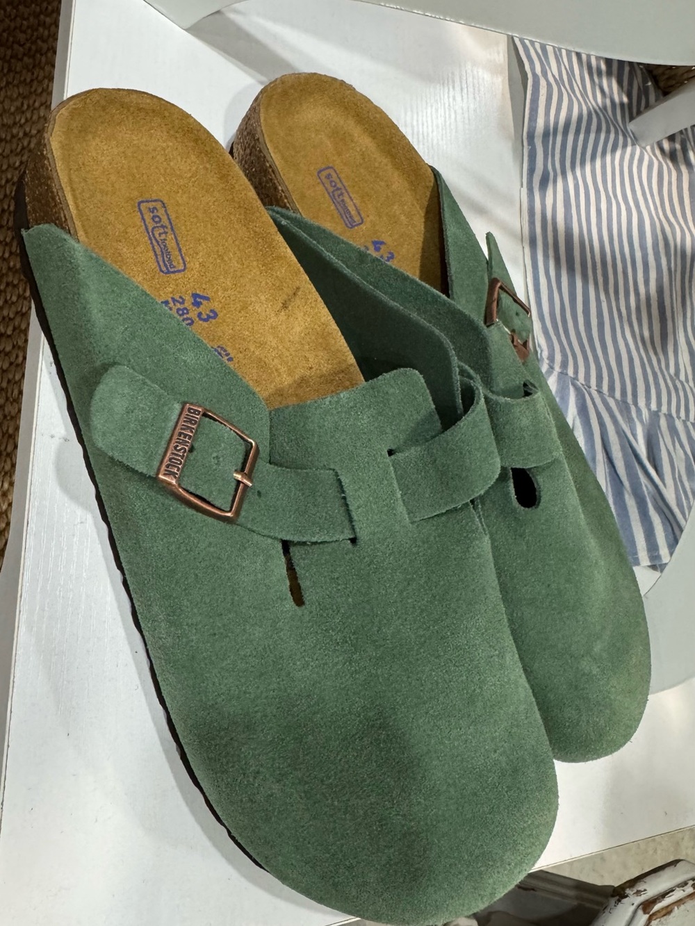 Birkenstock Suede Slip-On Clog in Sage